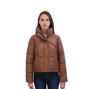 Juniors' Sebby Faux Leather Puffer Coat